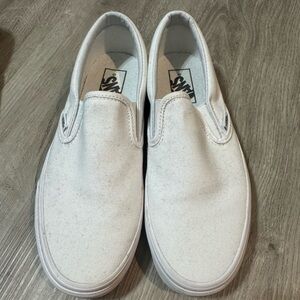 Vans White Canvas Slip-On Shoes